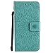 Price comparison product image DENDICO Microsoft Lumia 550 Case, Premium PU Leather Wallet Flip Case, Sun Flower Pattern Folio Magnetic Case for Microsoft Lumia 550 - Green
