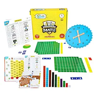 Sparklebox Math Kit for Kids Age 7, 8, 9 Years |23+ Activities Grade 4 |Comparison, Addition & Subtraction of Decimals, Word problems on decimals, and Measurements. Fractions Using Cuisenaire, Learn Clock.