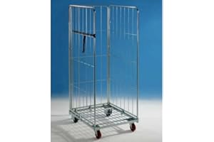 GSEUROMARKET Carrello RollContainer standard Roll Container con tre pareti smontabile contenitore in filo a griglia metallica mm: 715x805x1800h per stoccaggio, esposizione e movimentazione prodotti per trasporti