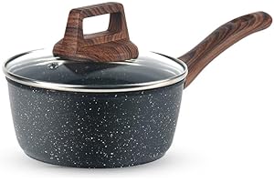 Wellhouse 16cm Nonstick Saucepan with Lid Induction Small Granite Saucepan Saute Pan Sauce Pot Small Cooking Pot for Electric Gas & Induction Hobs