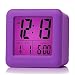 Produktbild Plumeet digitaler Reisewecker, einfach einzustellen, mit Schlummermodus, weichem Nachtlicht, großem Zeit-, Monats-, Datums- und Alarm-Display, ansteigendem Soundalarm & Handgerät-Größe, bestes Geschenk für Kinder (Lila)