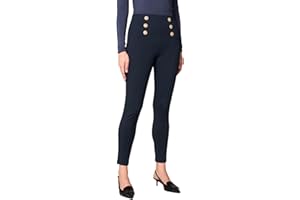 Goldenpoint Donna Pantaloni Skinny con Bottoni in Misto Viscosa