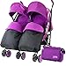 Zeta Citi TWIN Stroller Buggy Pushchair - Plum Double Stroller Complete With FootMuffs And Bag