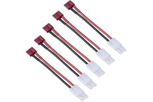 Boladge 5 pièces Adaptateur de Connecteur Femelle Prise T Deans Plug à Connecteur Mâle Tamiya 5CM 14AWG Batterie Adaptateur De Charge