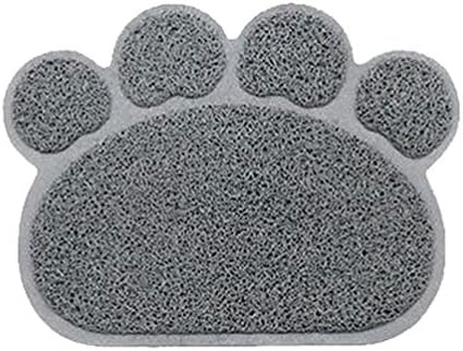 Crasy Shop Cute Paw Shape Waterproof Non-slip Pet Food Feeding Mat Bowl Place Mat for Dog Cat Puppy Kitten-12x16 Inches (Grey)