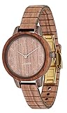 LAiMER Damen-Armbanduhr ELVIRA Mod. 0082 aus Rosenholz - Analoge Quarz-Uhr mit flexiblem Holzarmband