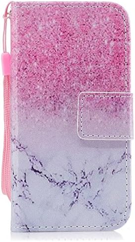 Gelusuk iPod Touch 5th/6th Generation Leather Wallet Case,Creative Cartoon [Pink Marble] Pattern PU Leather Foldable Folio Wallet Cover with Kickstand Feature Credit Card Slots Magnetic Closure For iPod Touch 5th/6th Generation