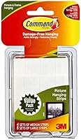 Command Medium and Large Picture Hanging Strips Value Pack, 4 pairs medium, 8 pairs large
