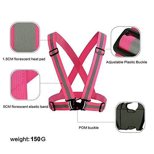 jtdeal Sicherheitsweste Hohe Sichtbarkeit Gurt reflektierend ELASTISCH verstellbar leicht für Laufen, Traben, Biking Radfahren, Laufen, Sport in Außen etc - 3