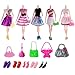Price comparison product image Barbie-Puppe Zusätze = 5pcs handgemachtes Hochzeits-Kleid + 10 Paare Schuhe + 10pcs Handtaschen-Schulterbeutel