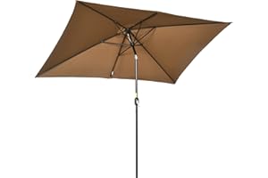 SOLD BY MHSTAR Outsunny 3x2m Garden Parasol Umbrella with Tilt and Crank, Outdoor Sun Shade Canopy with Aluminium Frame and Steel Ribs, Rectangular