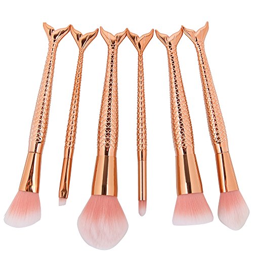 NEEDOON 6 Stück Meerjungfrau Weich Make Up Pinsel Set Foundation Bürste Synthetische Eyeliner Gesicht Powder Bürste Kit Schönheit Kosmetik Werkzeuge - 2