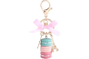 Walfront Macaron Porte-clés Tour Eiffel Sac Pendentif Résine Porte-clés Gâteau Porte-clés Mignon Portefeuille Décoration Cadeau, vert
