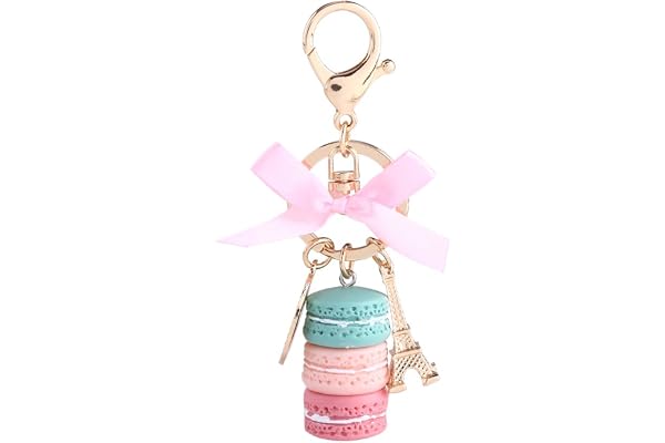 Whale Front färgglada söta Macaron nyckelring ring Eiffeltornet Macaron charm nyckelring väska handväska dekoration för barn