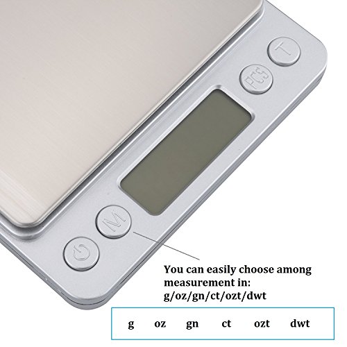 Ewolee Feinwaage Küchenwaage 500g*0.01g Digitalwaage Briefwaage Tara Funktion - 8