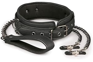 Teazers Easytoys Collar de Cuero con Cadenas para Pezones - 1 Unidad