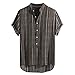 Produktbild TWISFER Herren Sommer Strand Hemd Kurzarm Hawaiihemd Retro Plaid Streifen Henley Shirts Lose Button T-Shirt Bluse Hawaihemd Männer Regular Fit
