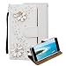 Produktbild Rhinestone Schutzhülle für Huawei P8 Lite 2017 / P9 Lite 2017 Hülle,Aearl Glitzer Strass Brieftasche Case Bling Diamant Perle Flip PU Leder Wallet Cover Karte Halterung Schutz TPU Tasche mit Displayschutz Handyhülle für Huawei Honor 8 Lite - Zwei Blumen