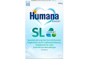 ‎HUMANA Humana SL Expert, von Geburt an, Spezialnahrung bei Kuhmilchunverträglichkeit durch Laktoseintoleranz, Galaktosämie oder Kuhmilchproteinallergie, für Säuglinge und Kleinkinder, 600 g