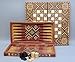 Price comparison product image Chessgammon TRAVEL BACKGAMMON SET INCLUDING BOARD AND PIECES HELENA HANDMADE SOLID WALNUT WOOD INLAID MOSAIC INSET MOTHER OF PEARL INSET 20"- A4