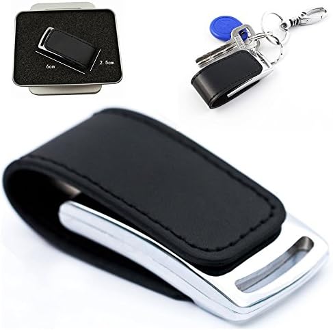 TISEN 8GB DATA STORAGE Leather &amp; Metal Chrome Keyring USB MEMORY STICK with RED Indicator Light -Flash Thumb Drive in Boxed Gift Case
