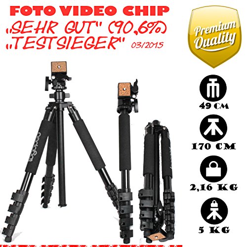 Togopod Survival Pat Duo Stativ mit Kugelkopf (Gewicht 2162g, max Hhe 170cm, min Hhe 56cm, Packma 49cm, Tragfhigkeit 3kg)