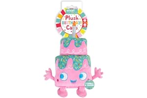 YöL Pink Birthday Cake Themed Soft Plush Pet Toy Squeaker Crinkle Effect Dog Puppy Stimulating Interactive Play