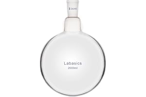Labasics Glass 2000ml Single Neck One Neck Round Bottom Flask RBF, with 24/40 Standard Taper Outer Joint, 2000ml