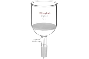 StonyLab Verre Borosilicate Buchner Entonnoir avec Grossier Fritte (G1), Diamètre Intérieur de 76 mm, Profondeur de 80 mm, avec 24/40 Standard Joint et Tubulation Dentelée Sous Vide (250 ml)