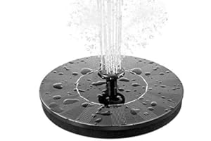 PRIKSIA Solar Fountain Pump Circle Garden Solar Powered Water Pump Free Standing 1W Bird Bath Fountain Pump for Garden and Patio Solar Panel Kit Water Pump