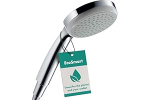 hansgrohe Croma 100 - wassersparender Duschkopf 9 l/min (EcoSmart), Handbrause mit 1 Strahlart, runde Duschbrause (100 mm), Sparduschkopf mit Antikalk-Funktion, Chrom, 28583000