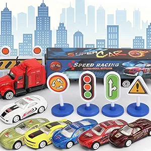 EDTara 7Pcs/Set Simulate Alloy Inertia Cars Toy Set for Kids City Series