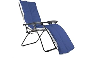 LANCASHIRE TEXTILES LIMITED MANUFACTURERS OF QUILTS, PILLOWS AND HOMEWARES Lancashire Textiles Supreme Quality Sun Lounger Recliner Patio Garden Furniture Replacement Cushion Topper Pad with Elasticated Straps - Made in UK (60cm x 190cm, Navy Blue)