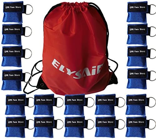 50 Pack BlueCPR Face Shield With Keychain And One-way Valve For First Aid Traing