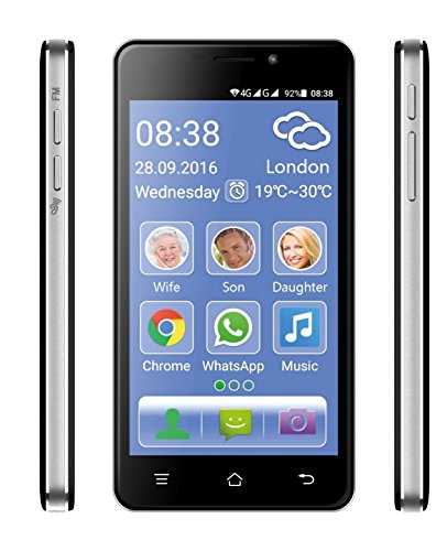 Cellulare Smartphone per Anziani con Suoneria e Volume Amplificati Extra Forte Compatibile Apparecchi Acustici M4 T4 Tasto SOS Emergenza Medica Dual Sim Display 5 Fotocamera Quad Core RAM 1 GB Flash 8 GB