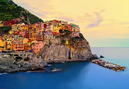 Photo Wall Mural CINQUE TERRA (130i) - 3,66m x 2,54m, 8 Sheets-Wallpaper-Italian Riviera Town Beach Sea Sun Skyline Landscape Nature