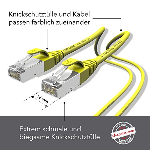 AIXONTEC® I Netzwerk-Kabel Cat6 15m gelb Patch-Kabel Ethernet-Kabel Powerlan Gigabit Ethernet Kupfer pimf twisted-pair-kabel rj45 kabel I Switch Router Server PC Laptop Scanner Access Point Modem - 4