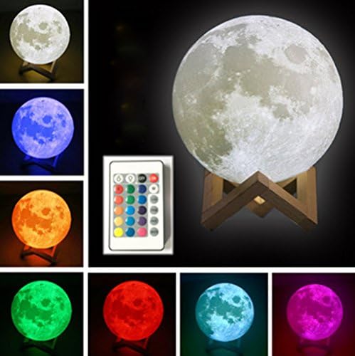3D Moon Light 12cm SHHE 16 Colors RGB Table Bedside Lamp USB Rechargeable Mood Light with Remote Control
