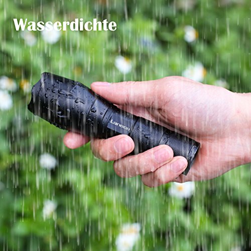Laneco A100 Taktische Taschenlampe mit Hochleistung – Superhelle LED Handgerät-Taschenlampe – Tragbare Wasserdichte Taschenlampe im Freien mit Einstellbarem Fokus und 5 Leuchtungsmodi für Campen Wandern usw. - 5