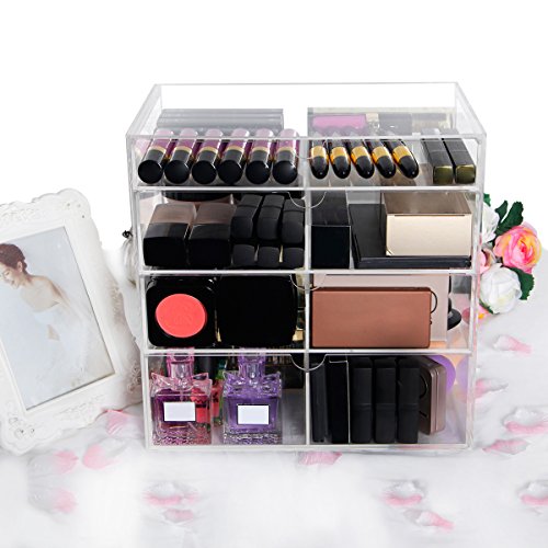 Lifewit Kosmetikorganizer Acryl Makeup Aufbewahrung Kosmetik Organizer Aufbewahrungsbox Sortierkasten 4 Schubladen 30x30x20 cm - 4