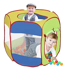 Toys Uncle Made in India Kids pop up Play Tent House / Ball Pool with 50 Balls , Foldable and Portable (Hexa)