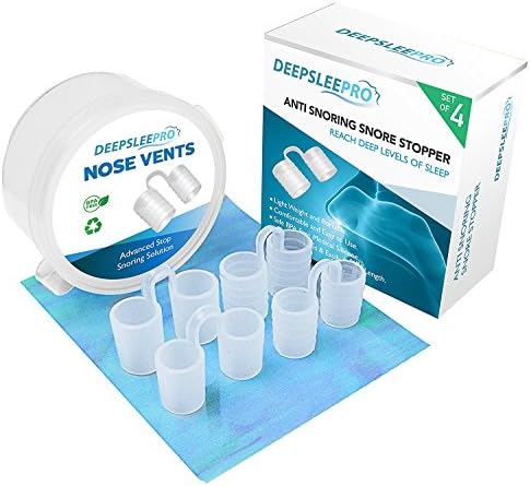 Deepsleepro - Anti Snoring Solution Nose Vents Snore Stopper Device.Comfort & Relief for Your Snoring & Nasal Congestion – Effectively Stops Snoring with Medical Grade Silicone. (Set of 4)