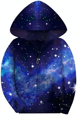 COIKNAVS Boys' Kids Galaxy Teen Zipper Hoody Fleece Full Zip Up Hoodie 4-15Y NO16 XL