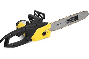 Sararoom 2500W Powerful Electric Chainsaw, 4500RPM Portable Corded Chain Saw with 1.5m Power Cable, 16" Chain Saw for Garden Tree Pruning, 10m/s Chain Speed, Auto Chain Lubrication - Yellow