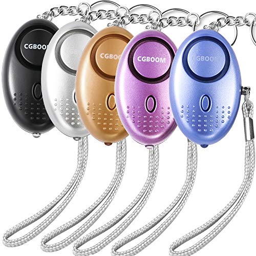 Preisvergleich Produktbild Forepin Personal Alarm Sicherheitsalarm Schlüsselbund Notfall Selbstverteidigung Alarm LED-Taschenlampe Bis zu 140DB 5 Packungen Frauen Kinder Ältere Nachtschicht - Mehrfarben
