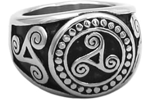 BlackAmazement Anello in acciaio inox 316L Triskele Triskele, simbolo argento nero e nero