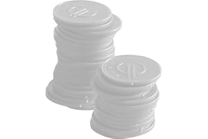 HENDI Fichas plásticas grabadas con símbolo del euro, BarUp, reutilizables, fichas monedas para pagos alternativos y vales de consumición en bares, restaurantes, eventos, 100 uds, ⌀25mm, ABS, blanco