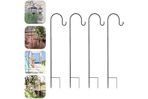 EMAGEREN Lot de 4 Crochet de Berger, 81cm crochets de jardin en métal réglables avec crochet Crochet de Suspension de Jardin pour lampes de jardin, lanternes, paniers de plantes, carillon à vent