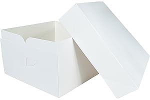 Culpitt 10" Square Cake Boxes With Lid | 5 Pack | Rigid Transport And Protection For Birthday, Wedding, And Celebration Bakes, Recyclable Cardboard Bakery Boxes - Pack Of 5