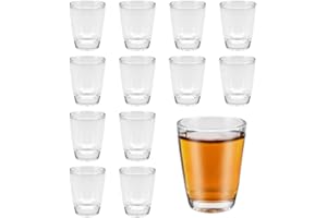 SLTAXAR 12 Bicchieri da Shot in Vetro da 32 ml/3 cl Mini bicchierini in Vetro Riutilizzabili Bicchieri da Liquore in Vetro Piccoli a Base Spessa per Feste Compleanni Picnic Matrimoni
